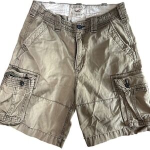 Vtg y2k Hollister California Mens Cargo Shorts Khaki Tan Size 34 Utility Pocket